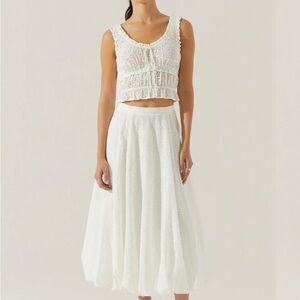 NWOT Astr Kissel White Midi Skirt XS